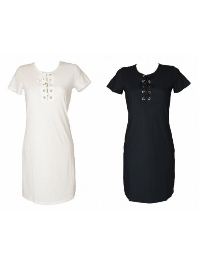 Abito donna EMPORIO ARMANI maxi maglia mezza manica girocollo costina con motivo