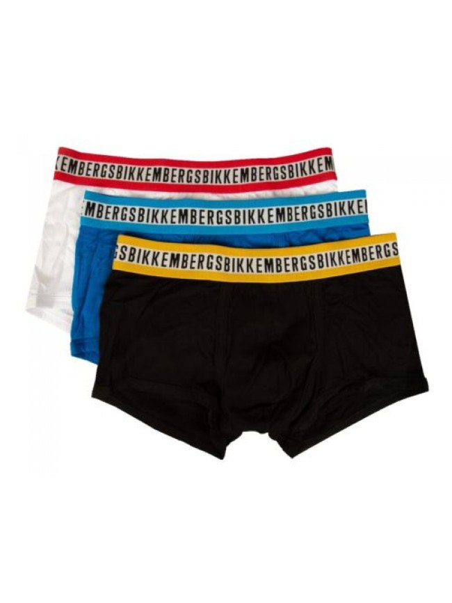 Boxer uomo BIKKEMBERGS confezione 3 pezzi elastico a vista parigamba cotone elas
