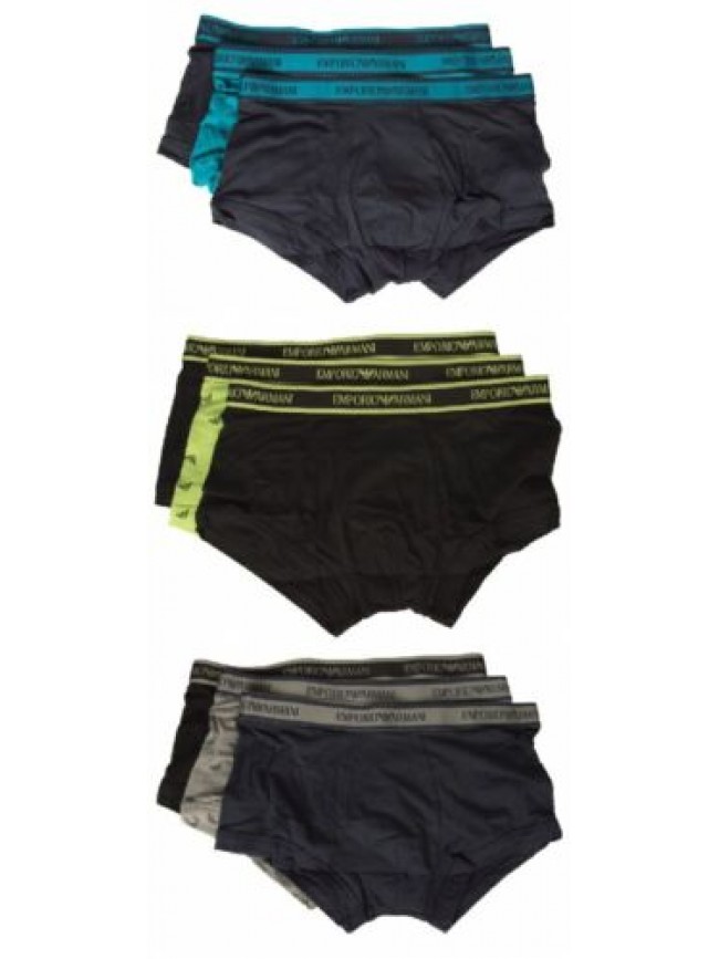 Boxer uomo EMPORIO ARMANI parigamba confezione 3 pezzi tripack elastico a vista 