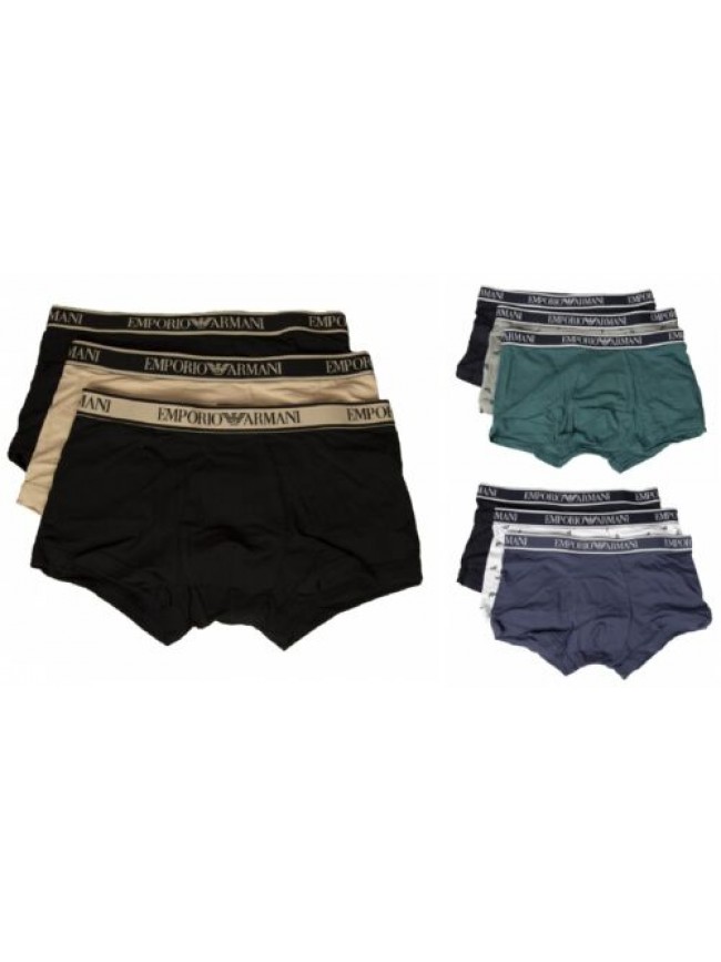 Boxer uomo EMPORIO ARMANI parigamba confezione 3 pezzi tripack elastico a vista 