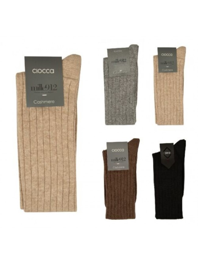 Calza calzino CIOCCA alto lungo uomo lana cashmere a coste articolo S136L