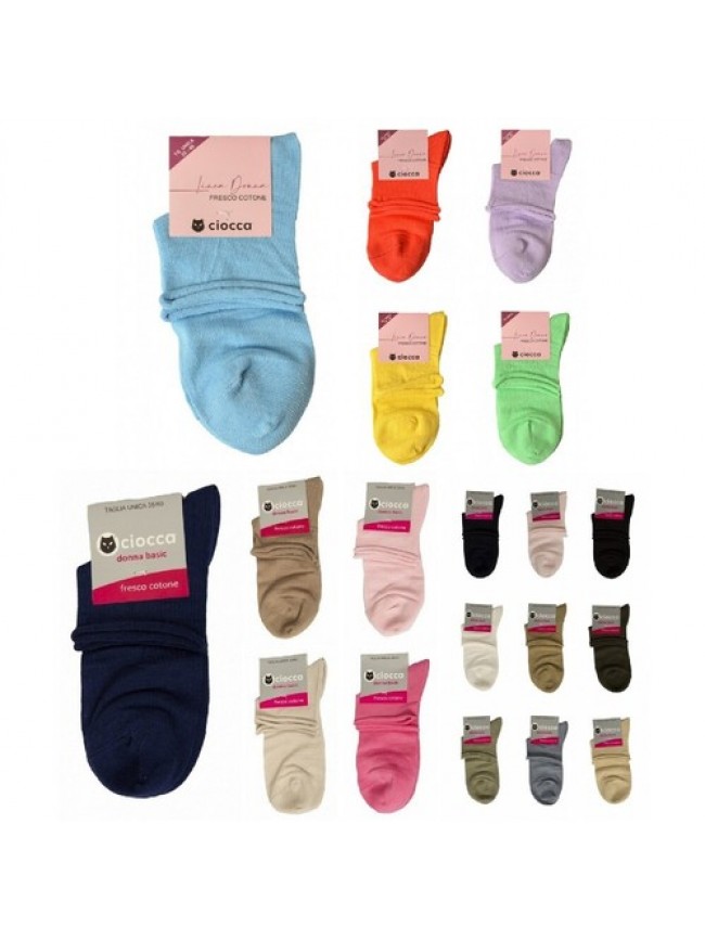 Calza calzino basso donna con bordino senza elastico fresco cotone taglio vivo C