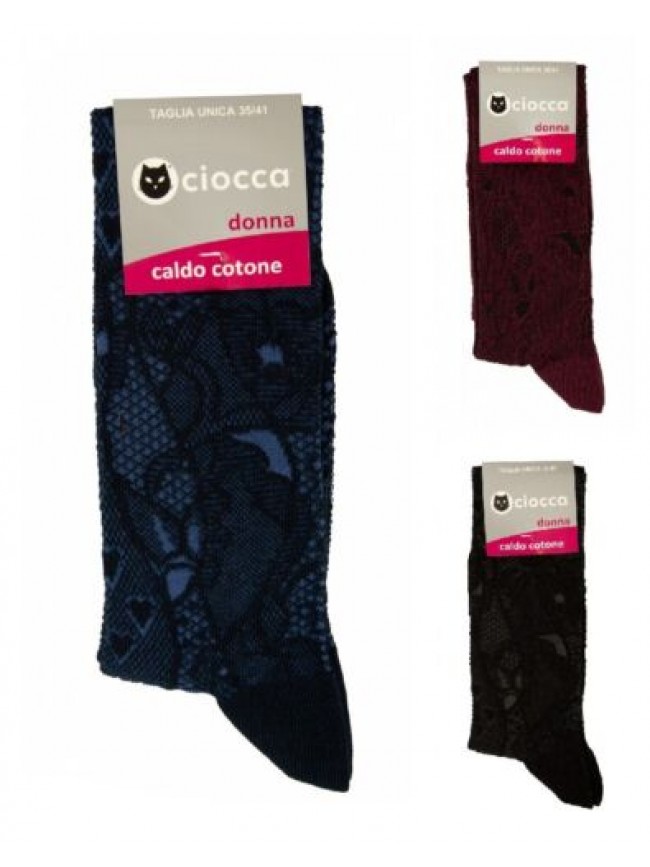 Calza donna CIOCCA un paio di calze lunghe calzettone al ginocchio caldo cotone 