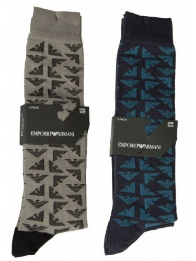 Calza lunga uomo EMPORIO ARMANI 2 paia di calze calzini alte cotone articolo 302