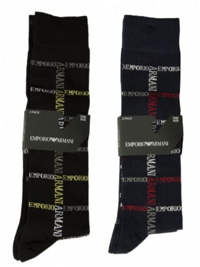 Calza lunga uomo EMPORIO ARMANI 2 paia di calze calzini alte cotone articolo 302