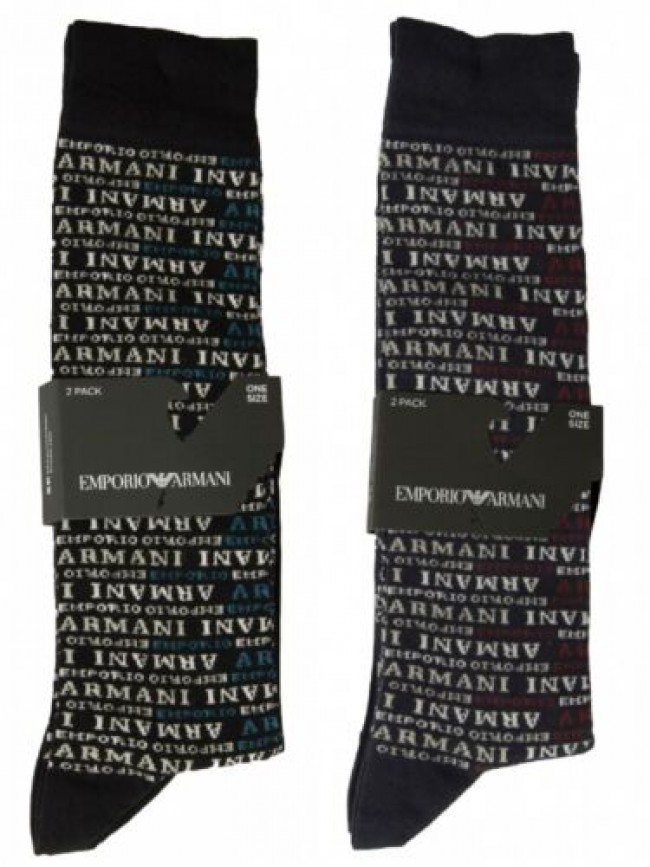 Calza lunga uomo EMPORIO ARMANI 2 paia di calze calzini alte cotone articolo 302