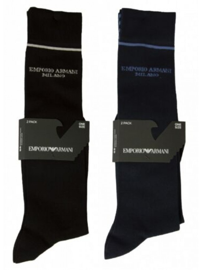 Calza lunga uomo EMPORIO ARMANI 2 paia di calze calzini alte cotone articolo 302