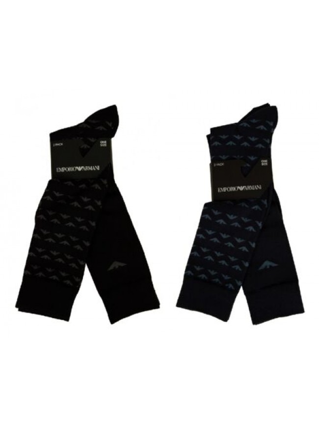 Calza lunga uomo EMPORIO ARMANI 2 paia di calze calzini alte cotone articolo 302
