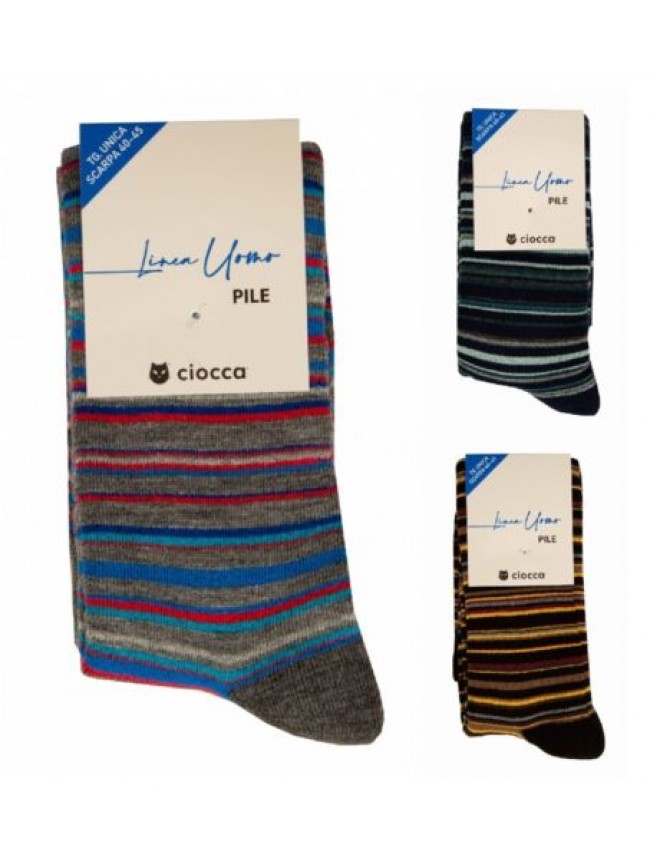 Calza uomo CIOCCA un paio di calzettone alto lungo calzini in caldo pile articol