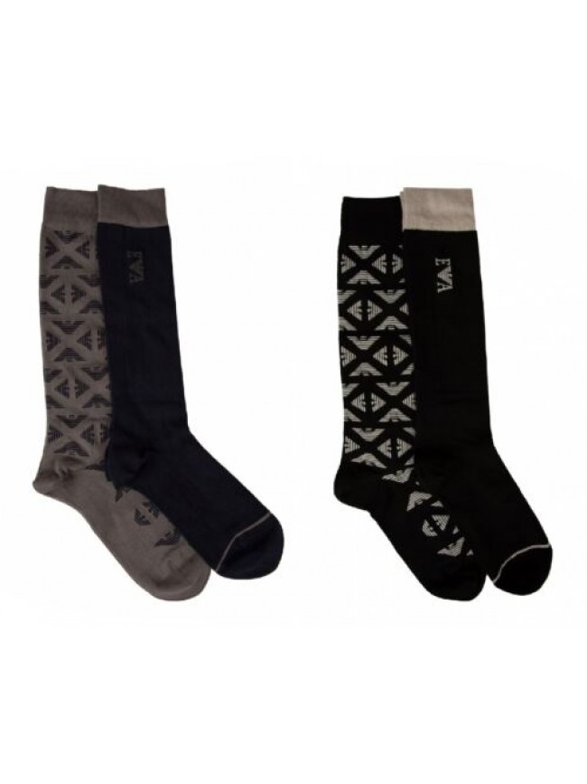 Calze uomo EMPORIO ARMANI 2 paia di calze lunghe cotone con logo calzini articol