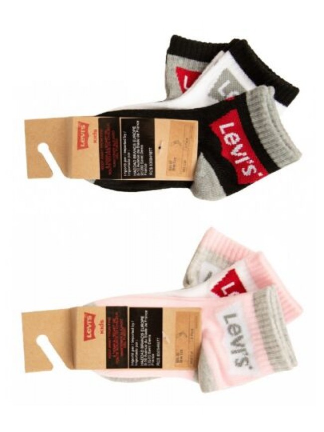 Calzino bimbo bimba LEVI'S 3 paia calze fantasmino pariscarpa ragazza ragazzo co
