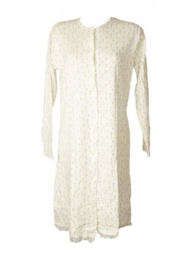 Camicia da notte donna RAGNO aperta davanti invernale manica lunga cotone interl
