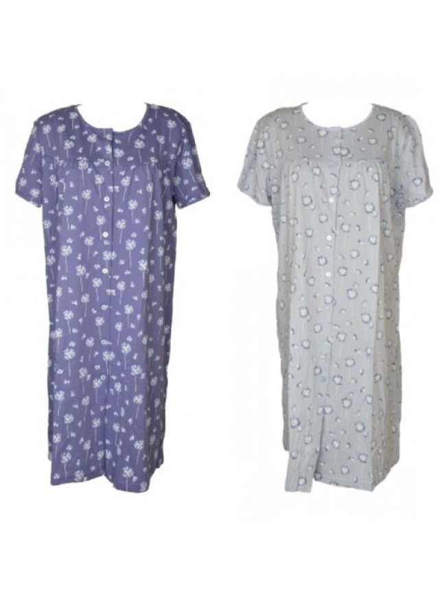 Camicia da notte donna RAGNO estiva mezza manica aperta davanti puro cotone arti