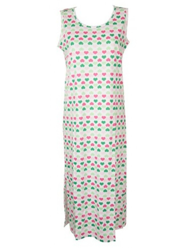 Camicia da notte donna cotone lunga con spacchi senza maniche girocollo RAGNO ar