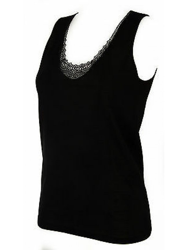 Camiciola canotta lana e cotone donna RAGNO 071482 taglia 4/M c. 020 NERO BLACK
