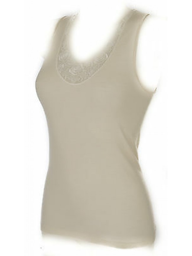 Camiciola canotta lana e seta donna RAGNO 071462 taglia 4/M c. 002 BIANCO LANA