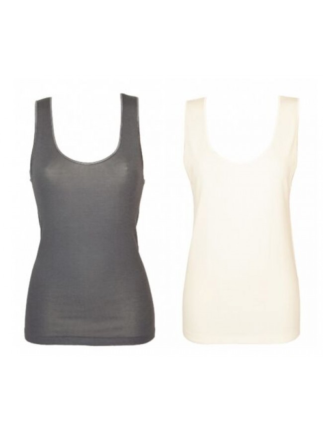 Camiciola donna MANUFAT spalla larga lana seta bordino in raso elasticizzato art