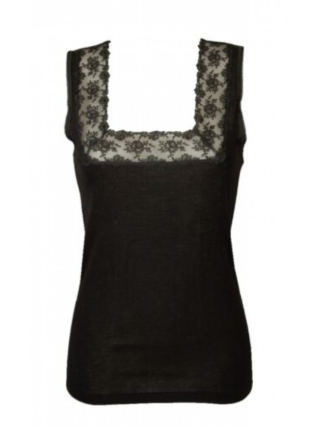 Camiciola donna Nefer spalla larga pura lana con pizzo articolo 3260