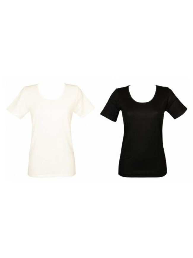 Camiciola donna VAJOLET by selina mezza manica lana e cotone sulla pelle articol