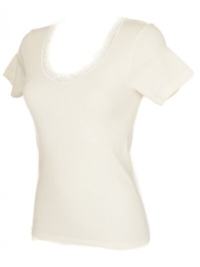 Camiciola donna manica corta lana merino e seta RAGNO articolo 078457