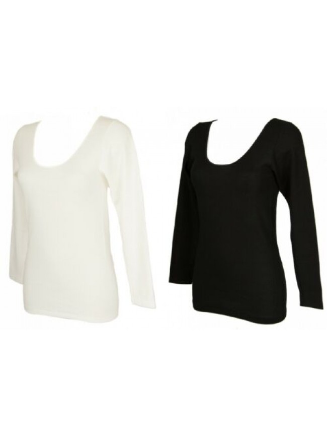 Camiciola donna manica lunga sintonia lana e cotone RAGNO articolo 072459 SINTON