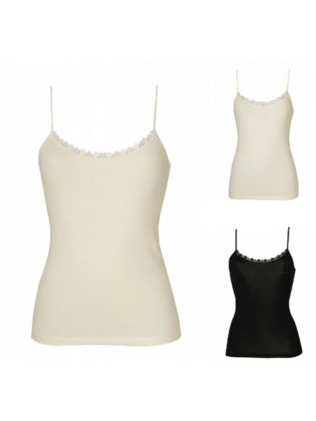 Camiciola donna top laccino pizzo 85% lana merino e 15% seta RAGNO articolo 7137