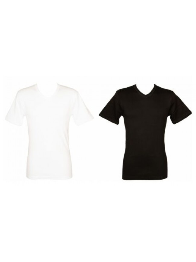 Camiciola uomo NOTTINGHAM t-shirt intima mezza manica scollo v cotone interlock 