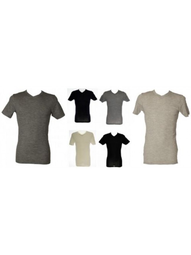 Camiciola uomo t-shirt intima scollo V manica corta wool & silk WSK RAGNO artico