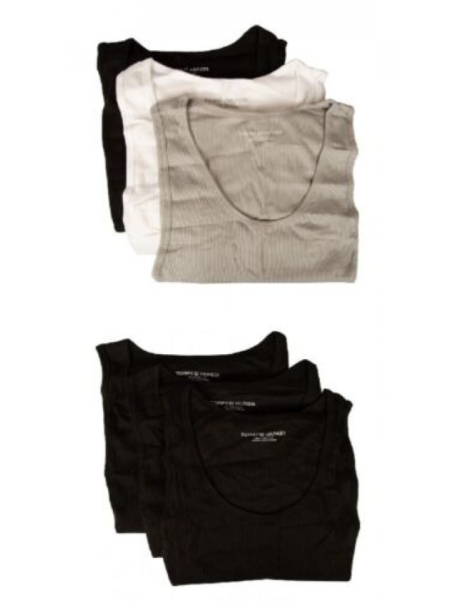 Canotta uomo TH TOMMY HILFIGER canottiera a costina confezione 3 capi cotone ela