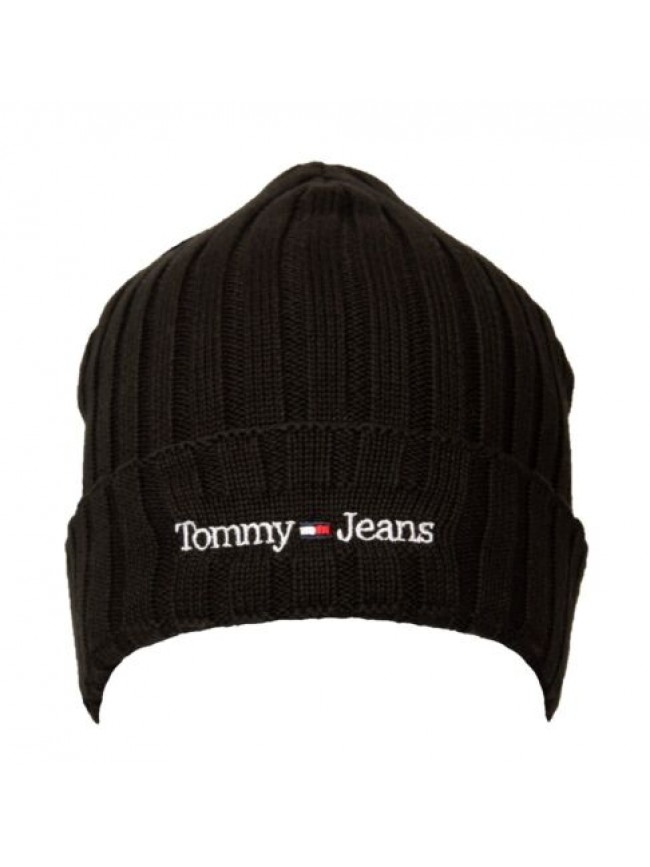 Cappello berretto uomo TOMMY JEANS con risvolto a coste misto cotone con logo ri