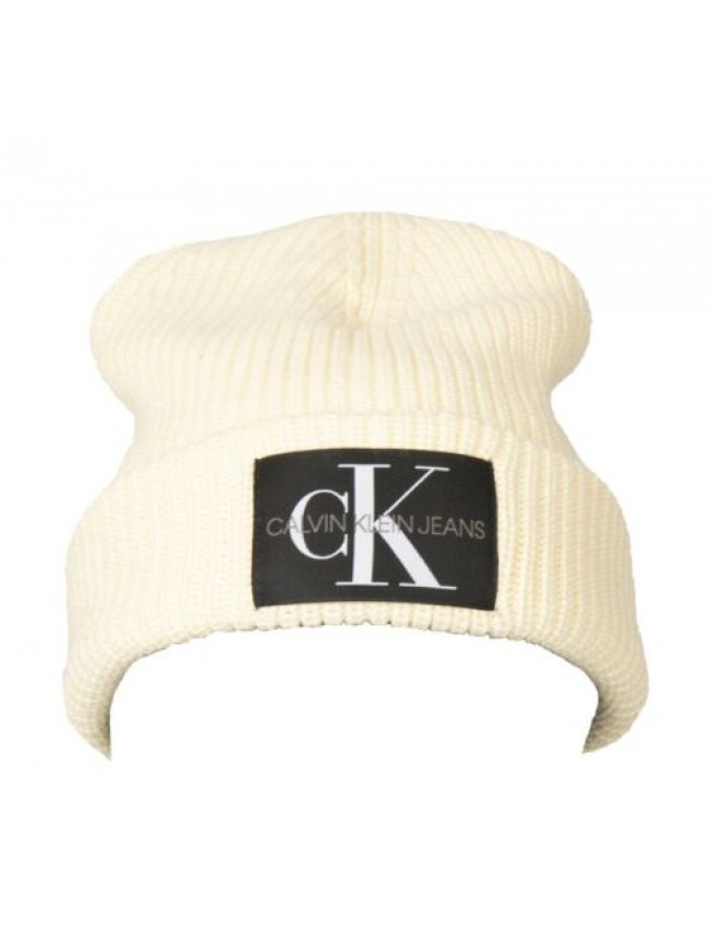 Cappello cuffia CK CALVIN KLEIN JEANS berretto con risvolto logato e fodera inte