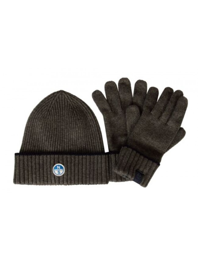 Cappello e guanti uomo NORTH SAILS berretto con risvolto a coste e logo e guanti