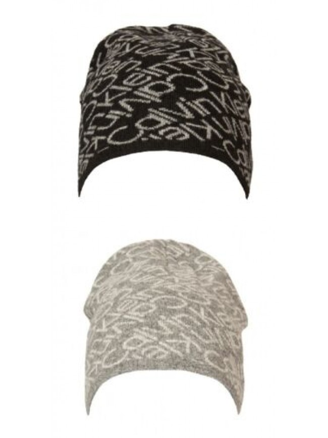 Cappello uomo CK CALVIN KLEIN cuffia misto lana e cachemire tessuto logato artic