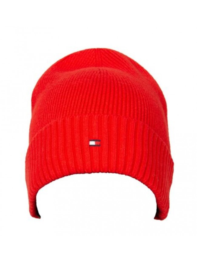 Cappello uomo TOMMY HILFIGER berretto con risvolto e logo ricamato cotone e cach