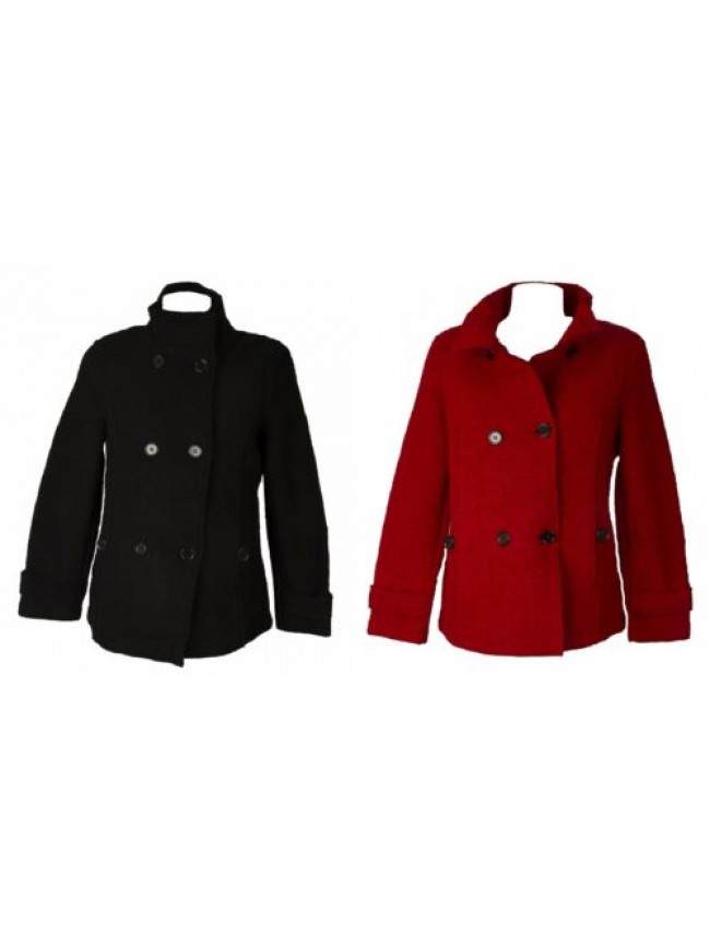 Cappotto donna RAGNO corto con bottoni giacca cappottino lana cotta con collo e 