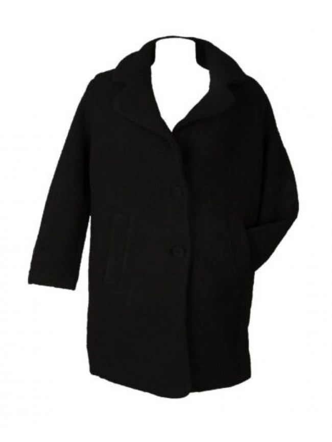 Cappotto donna RAGNO corto con bottoni giacca cappottino lana cotta con collo sc