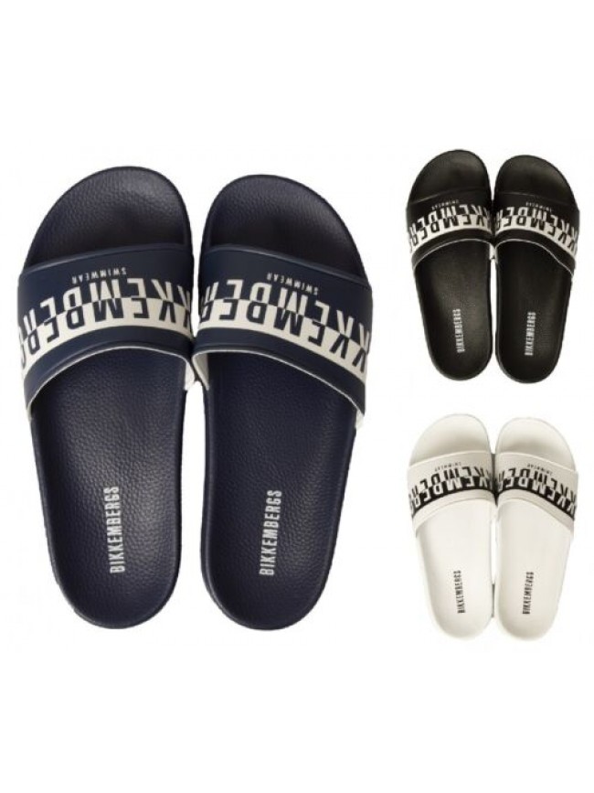 Ciabatta uomo BIKKEMBERGS a fascia mare o piscina slide beachwear con logo artic