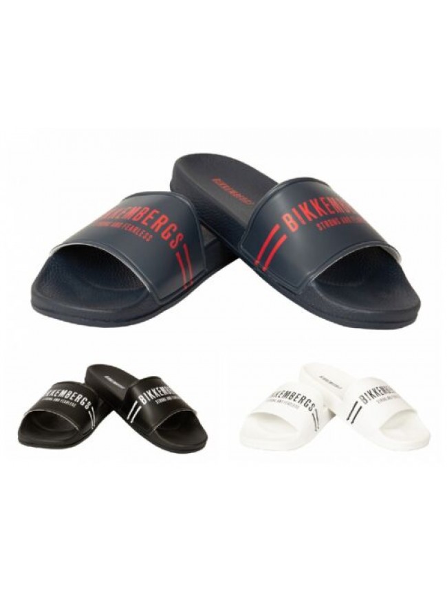 Ciabatta uomo BIKKEMBERGS a fascia mare o piscina slide beachwear con logo artic