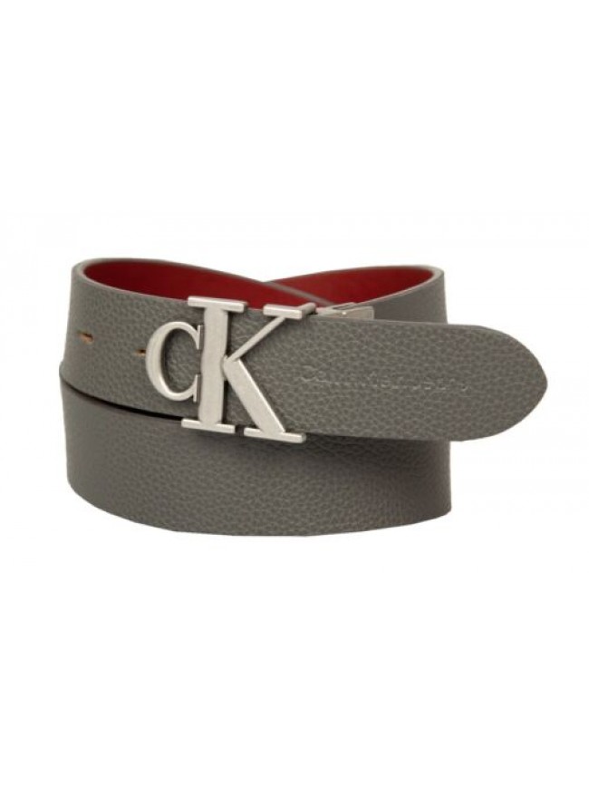 Cintura CK CALVIN KLEIN JEANS accorciabile e reversibile doppia faccia con logo 