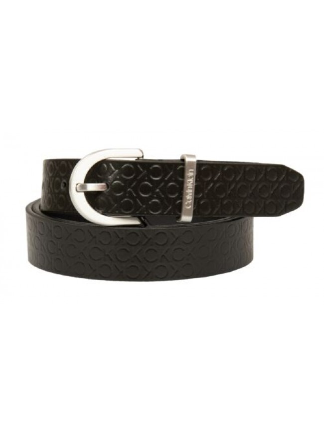 Cintura CK CALVIN KLEIN  vera pelle con tessuto logato altezza 2,5 articolo K60K