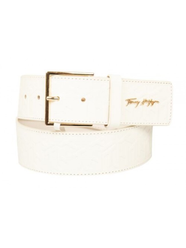Cintura donna TH TOMMY HILFIGER logata in vera pelle  alta cm 4,5 con fibbia di 