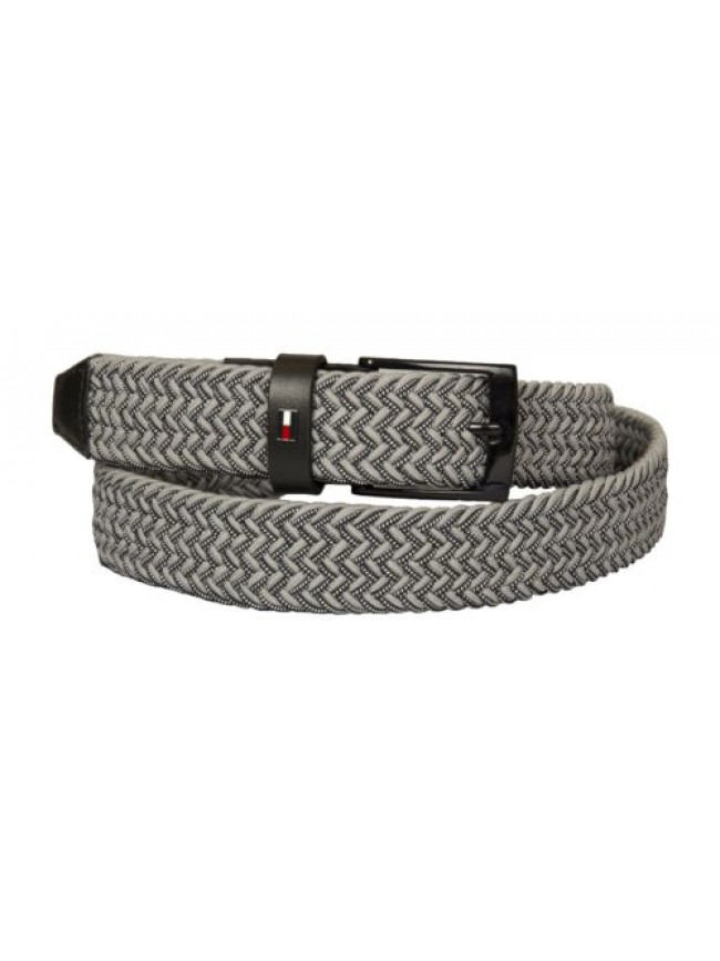 Cintura uomo TH TOMMY HILFIGER tessuto elasticizzato intrecciata e pelle alta 3,