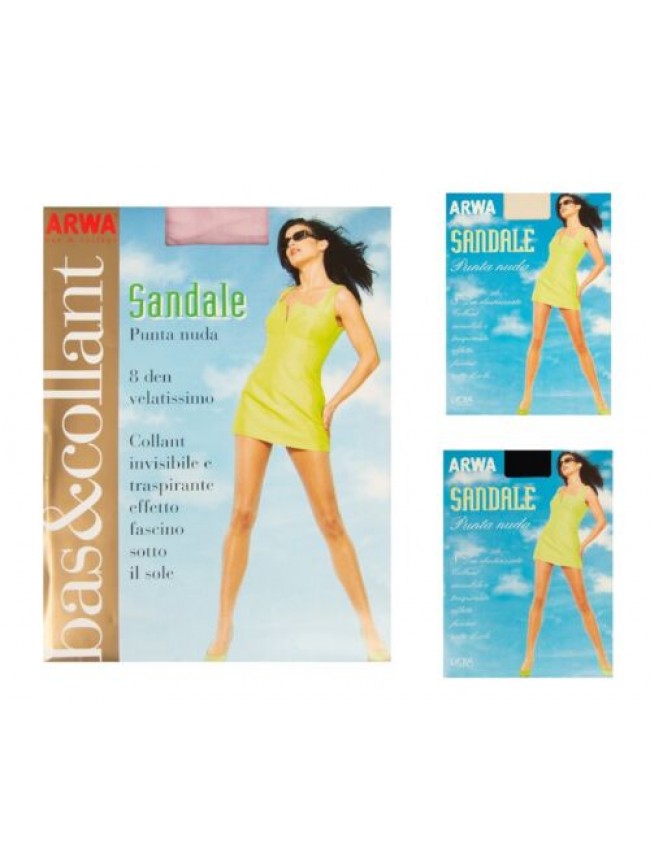 Collant calze donna 8 den elasticizzato punta nuda corpino nudo tassello in coto