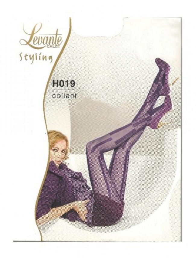 Collant donna LEVANTE 40 den lavorato punta nuda cucitura piatta tassellino in c