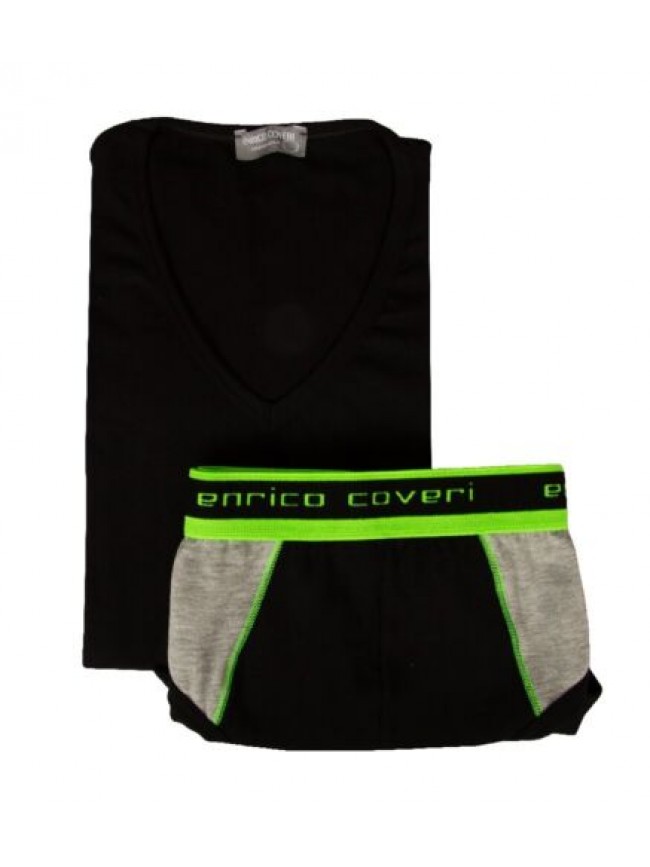 Completo ENRICO COVERI maglietta uomo scollo v manica corta e slip elastico a vi