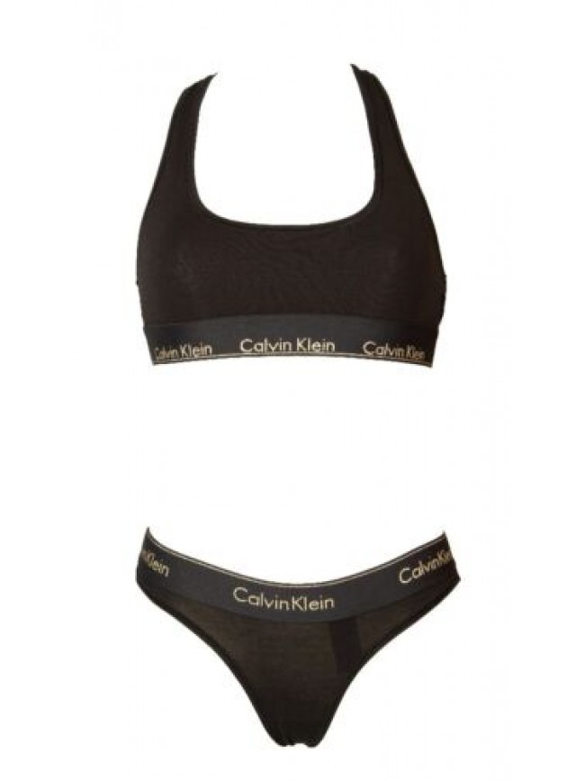 Completo donna CK CALVIN KLEIN bralette e perizoma elastico a vista cotone elast