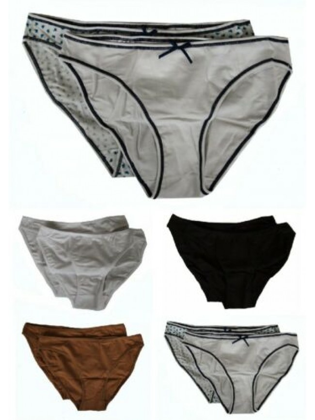 Confezione 2 slip donna vita bassa bordato liscio bipack RAGNO articolo 07455M P