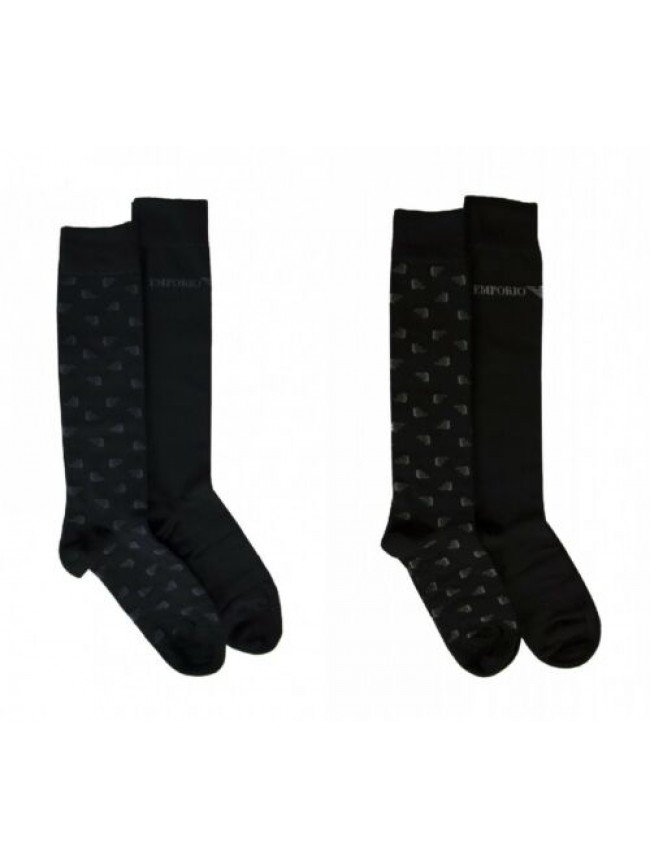 Confezione scatola 2 paia calze lunghe calzini alti uomo bipack EMPORIO ARMANI a