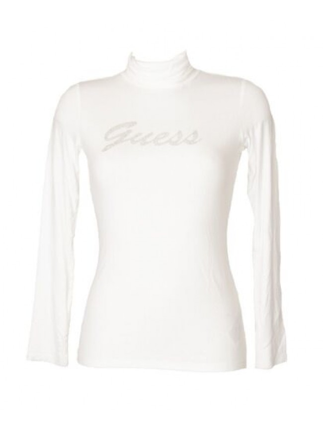 Dolcevita donna GUESS ciclista maglia manica lunga sotto giacca viscosa con logo