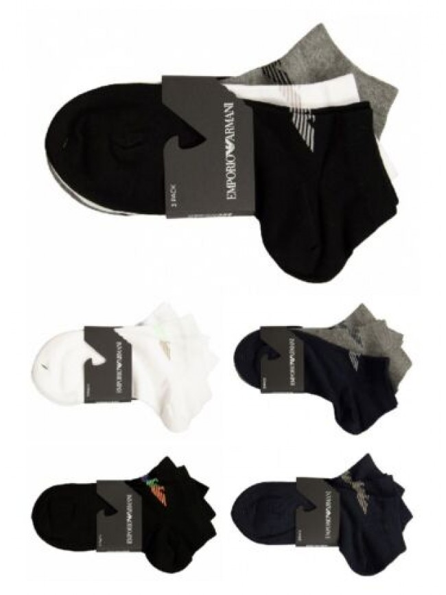 Fantasmini uomo EMPORIO ARMANI 3 paia calze cortissime inside cotone articolo 30